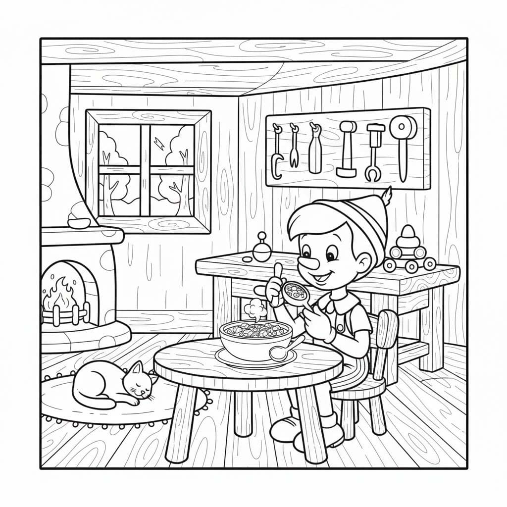 Tekenen Pinokkio gratis voor kinderen