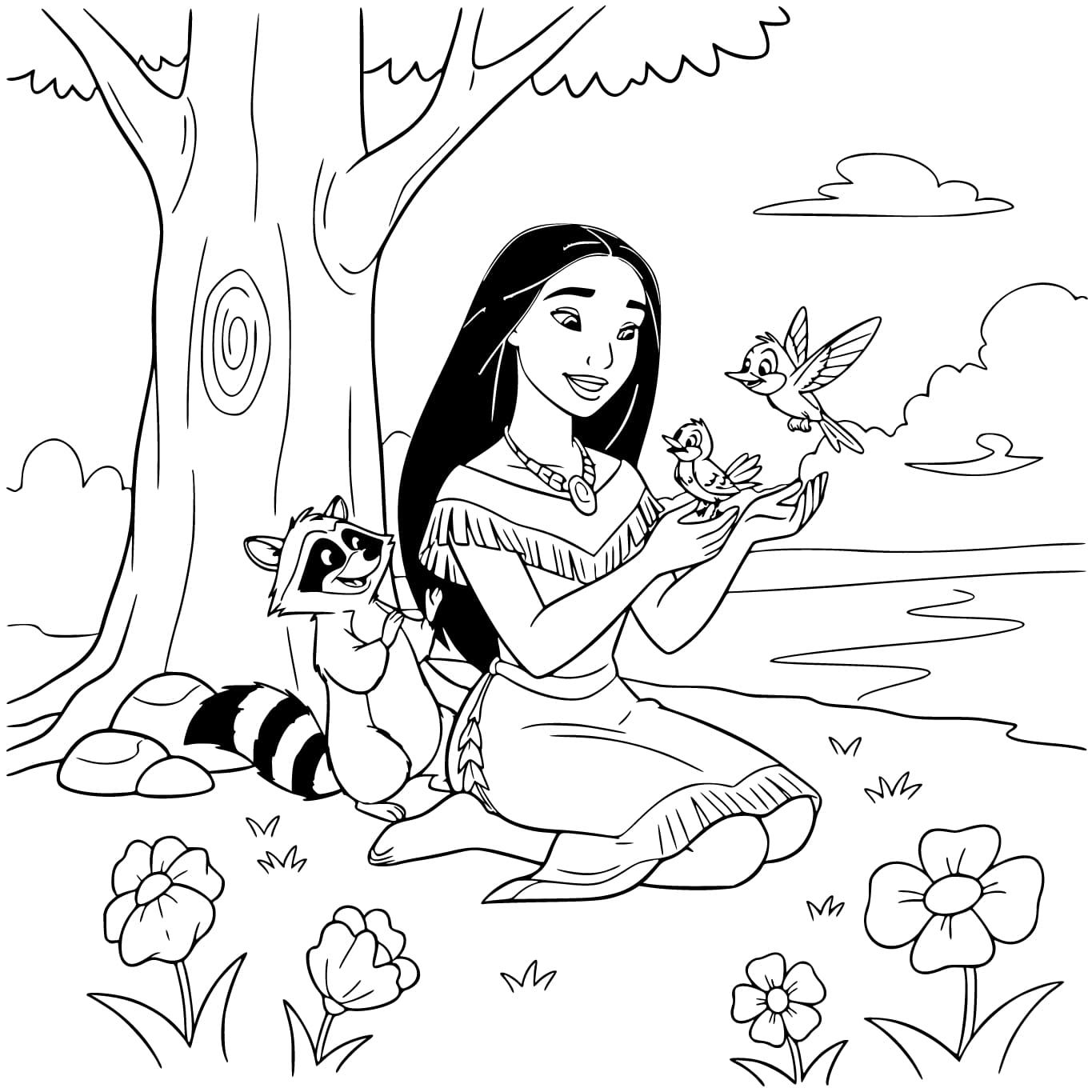 Tekenen Pocahontas afdrukbaar