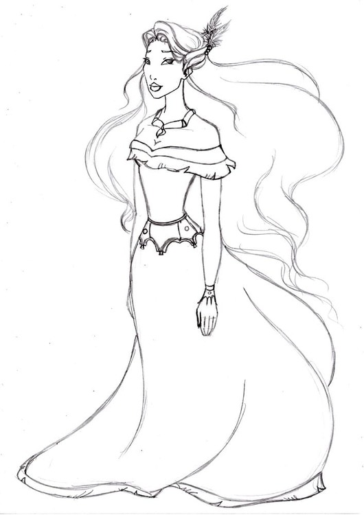 Tekenen Pocahontas afdrukbaar voor kinderen