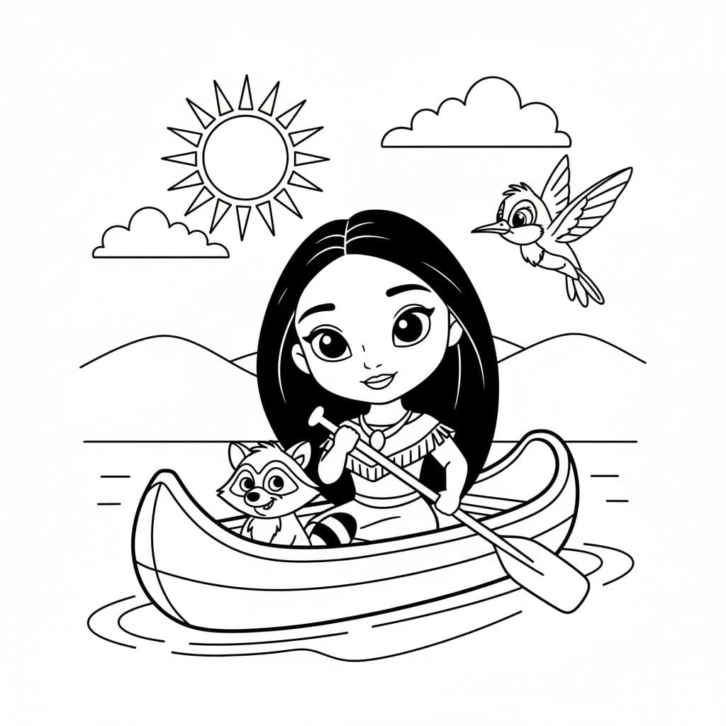 Tekenen Pocahontas gratis afdrukbaar
