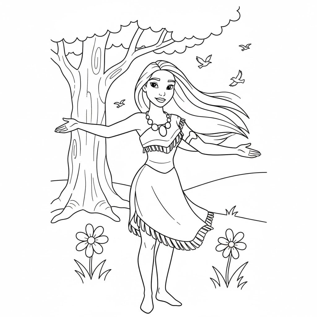 Tekenen Pocahontas gratis