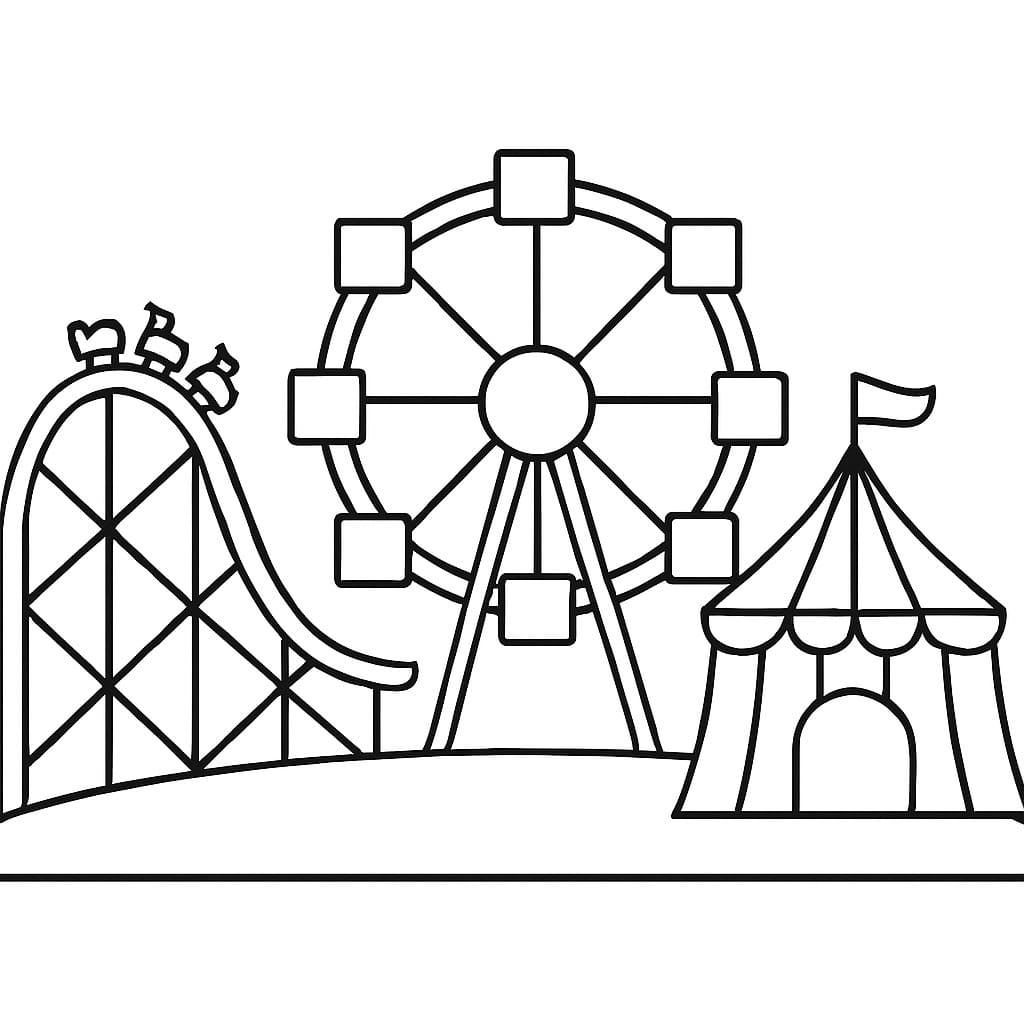 Tekenen Pretparken afdrukbaar eenvoudig