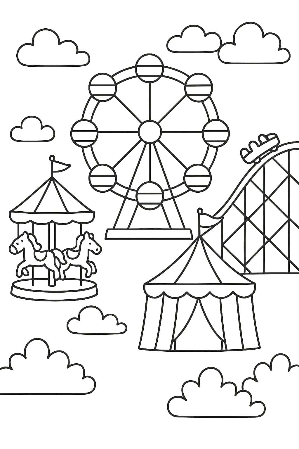 Tekenen Pretparken afdrukbaar simpel