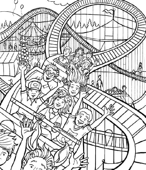 Tekenen Pretparken gratis afdrukbaar basis