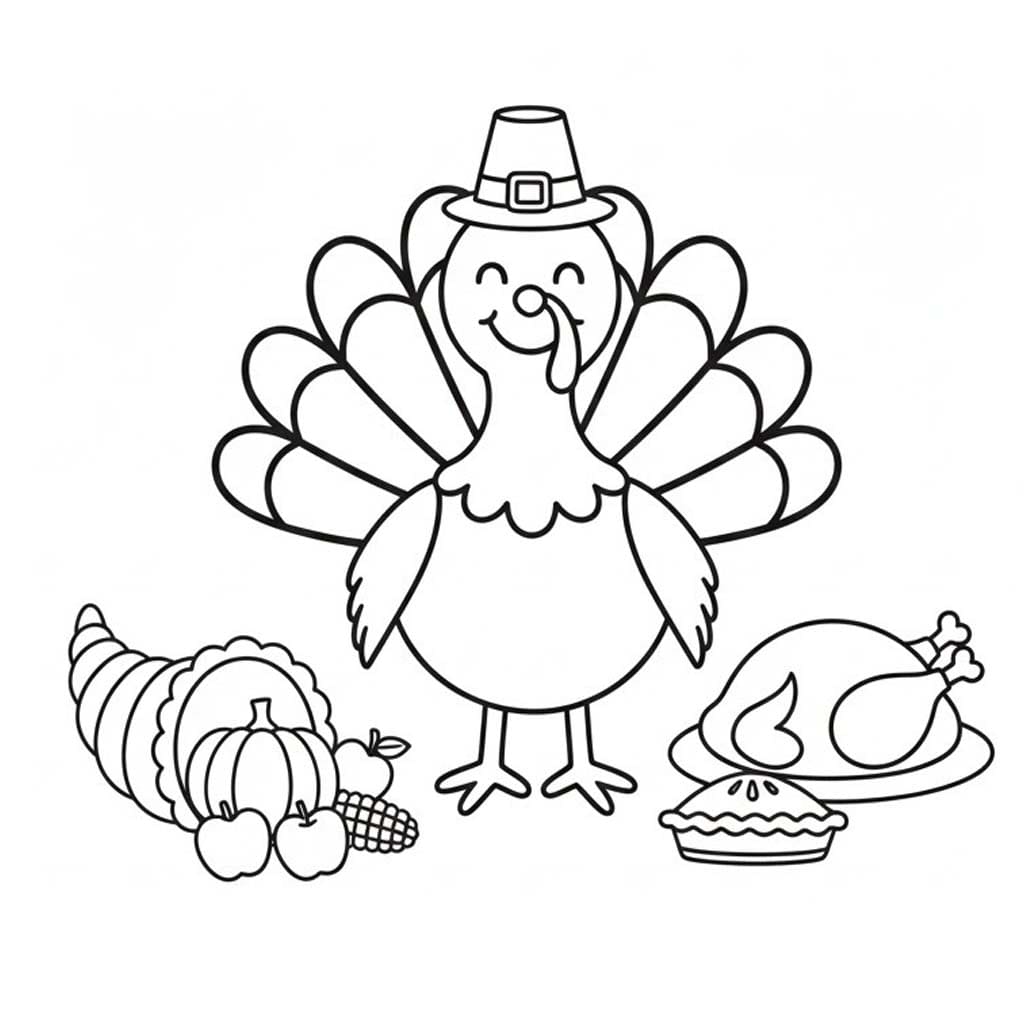 Tekenen Thanksgiving afdrukbaar voor kinderen