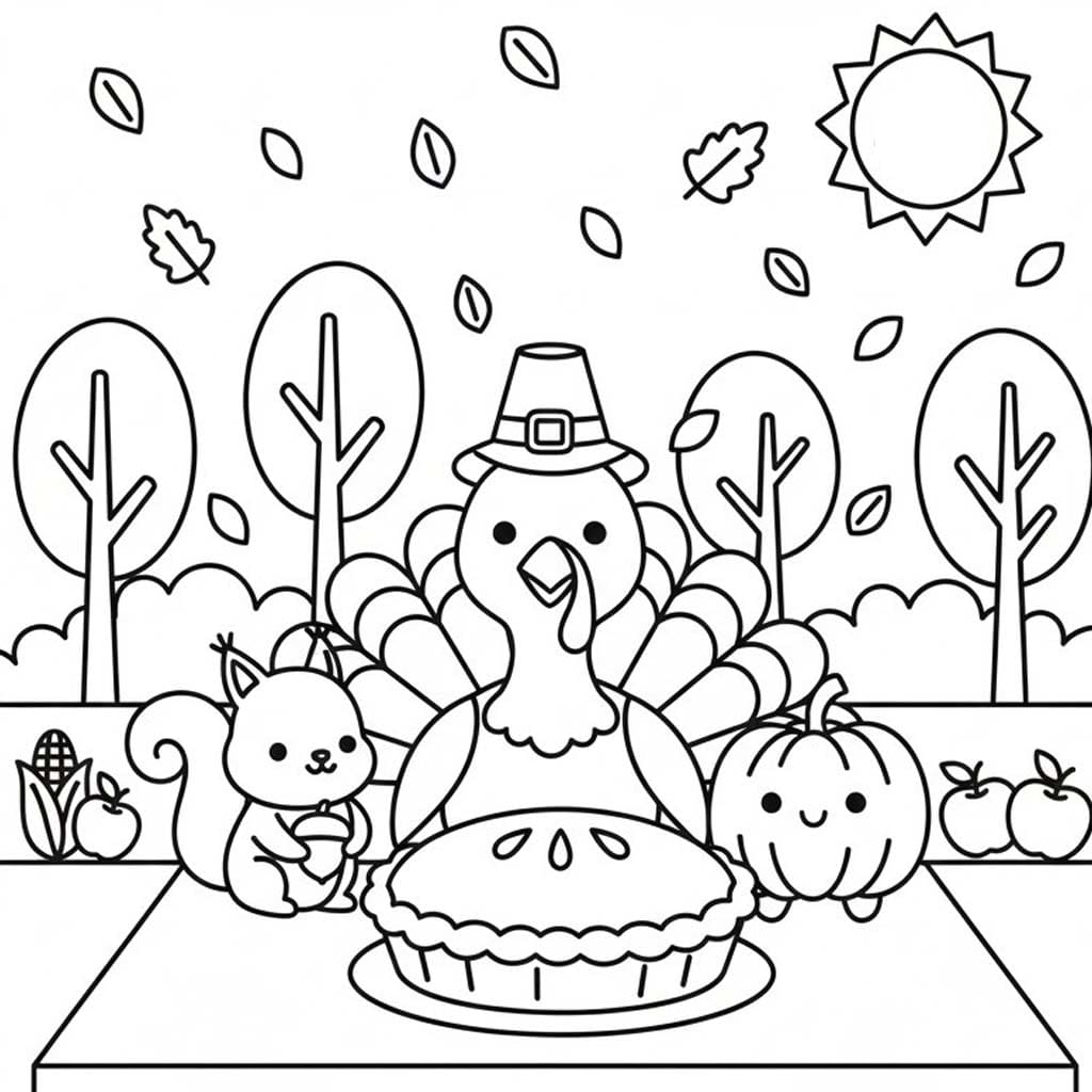 Tekenen Thanksgiving gratis afdrukbaar