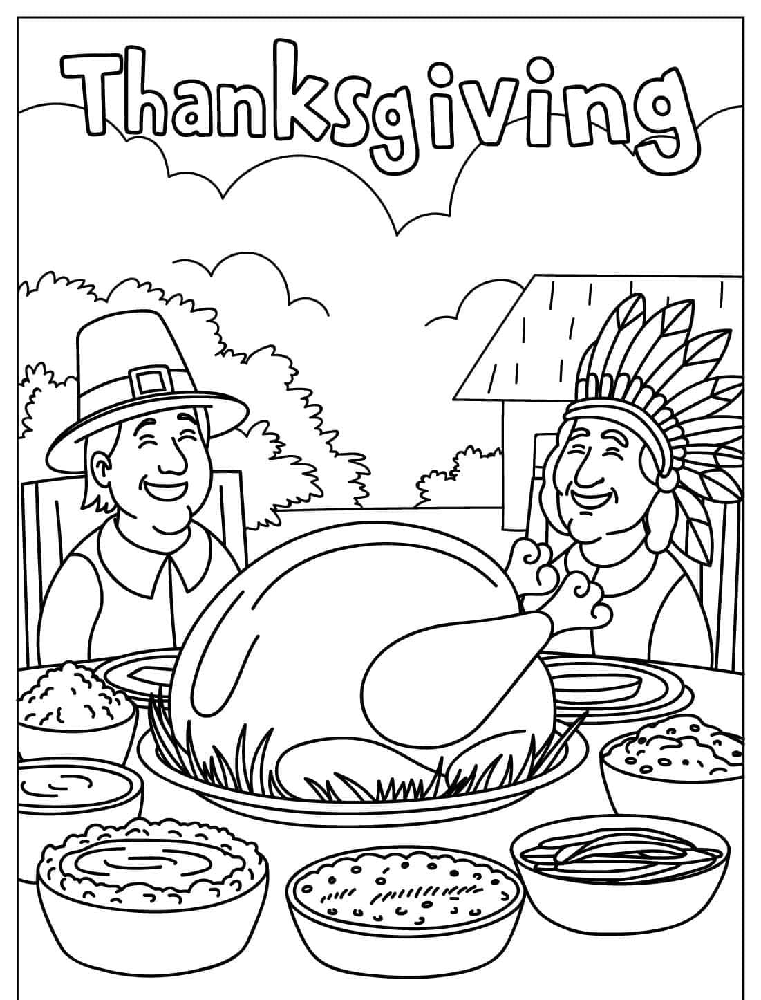 Tekenen Thanksgiving gratis voor kinderen