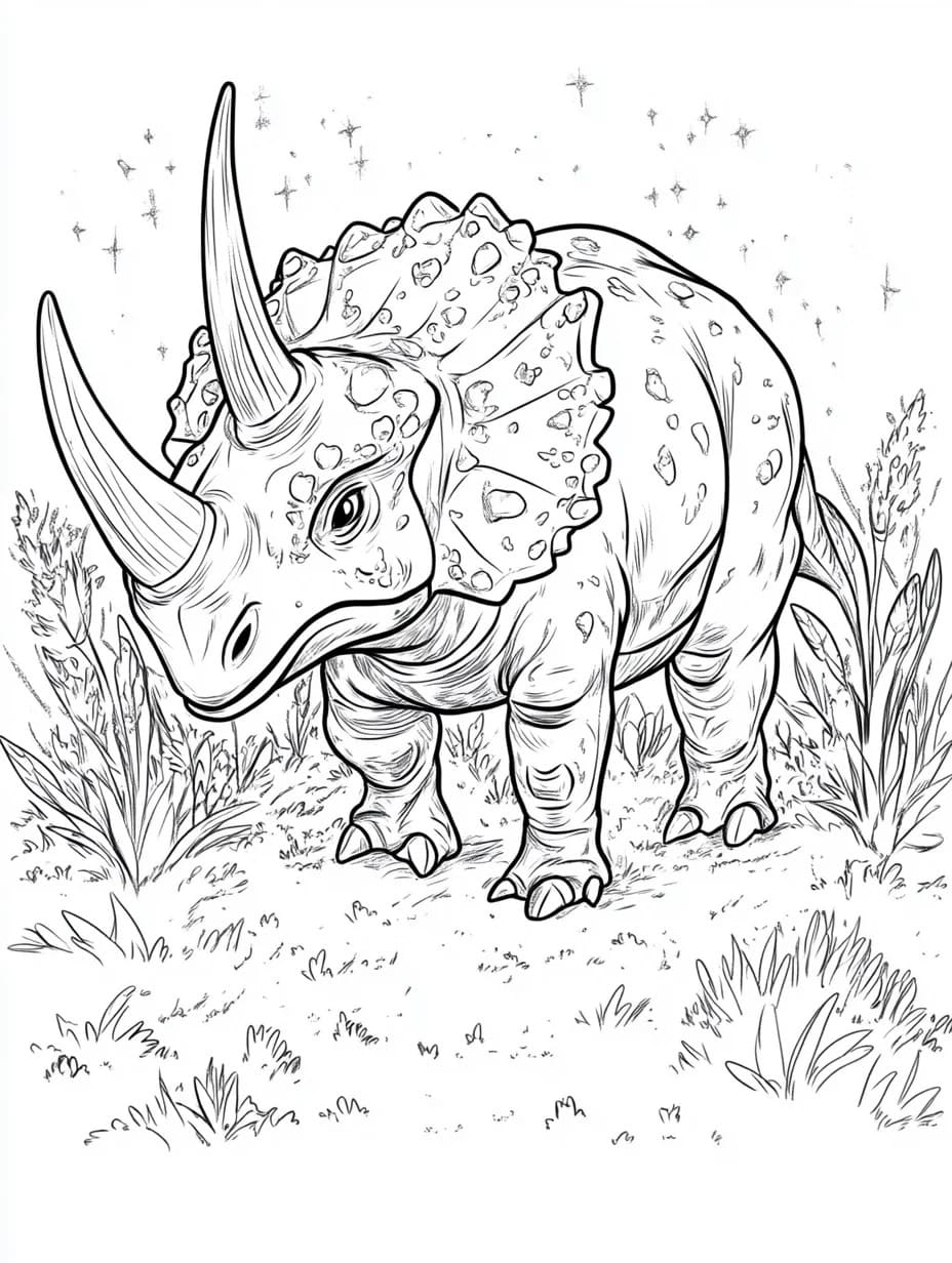 Tekenen Triceratops afdrukbaar basis