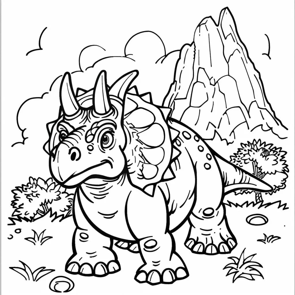 Tekenen Triceratops afdrukbaar eenvoudig