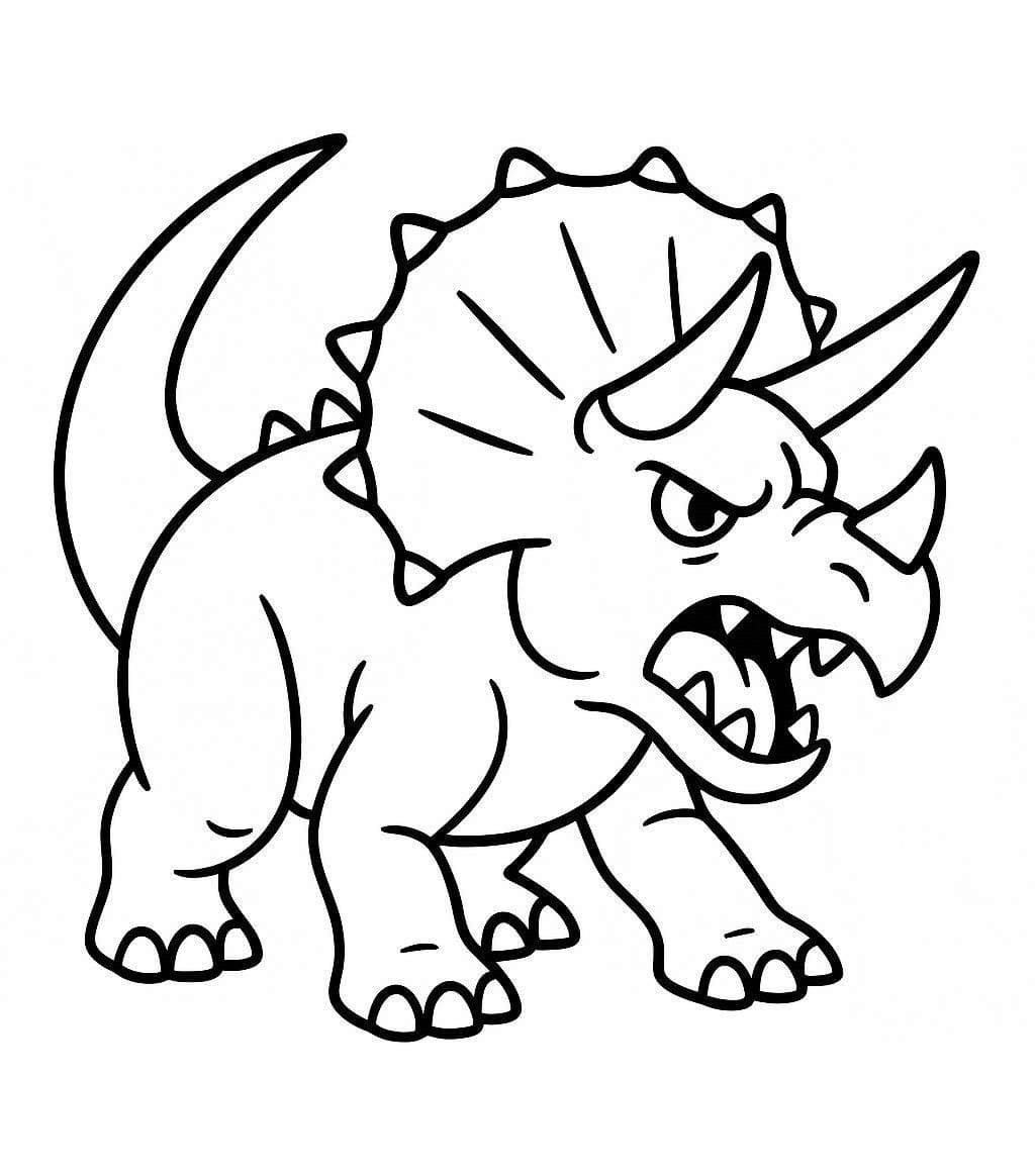Tekenen Triceratops gratis afdrukbaar simpel