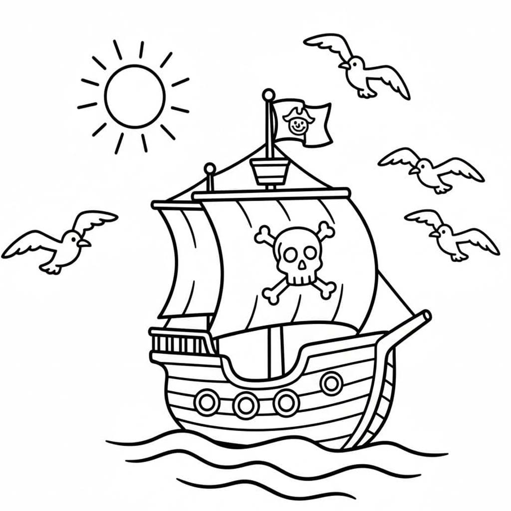 Piratenschip afdrukbaar basis