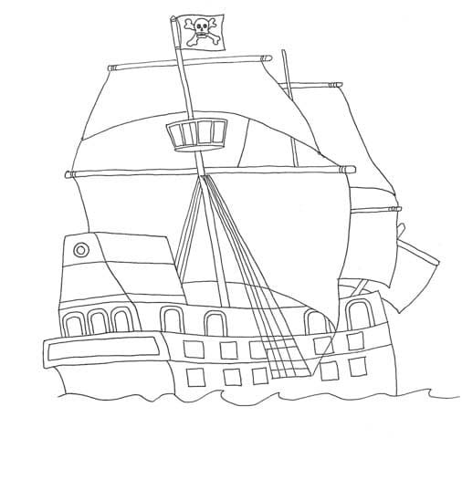 Piratenschip afdrukbaar eenvoudig