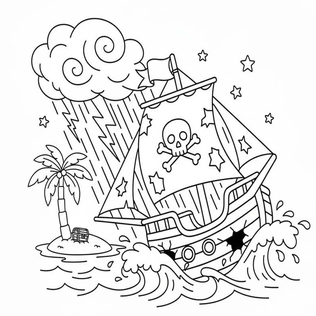 Piratenschip afdrukbaar