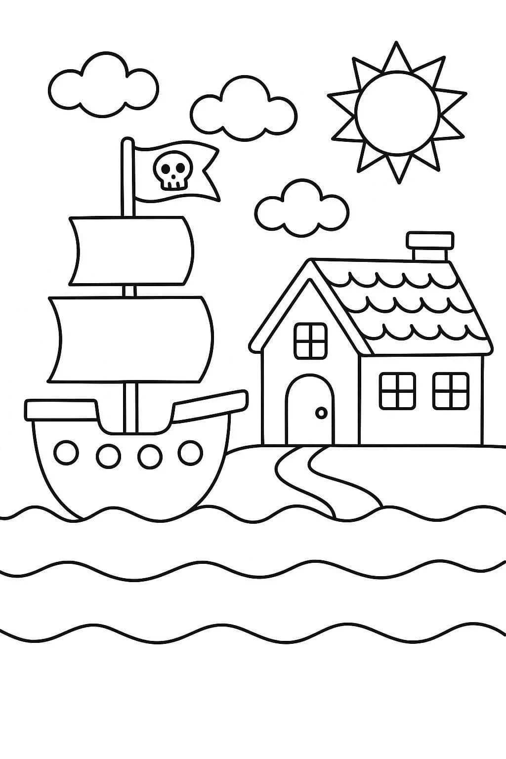 Piratenschip gratis afdrukbaar basis