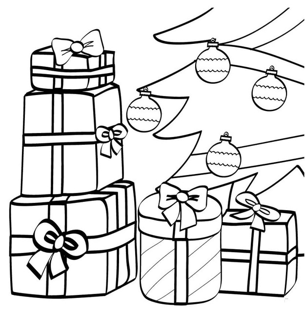Tekenen Kerstcadeau afdrukbaar