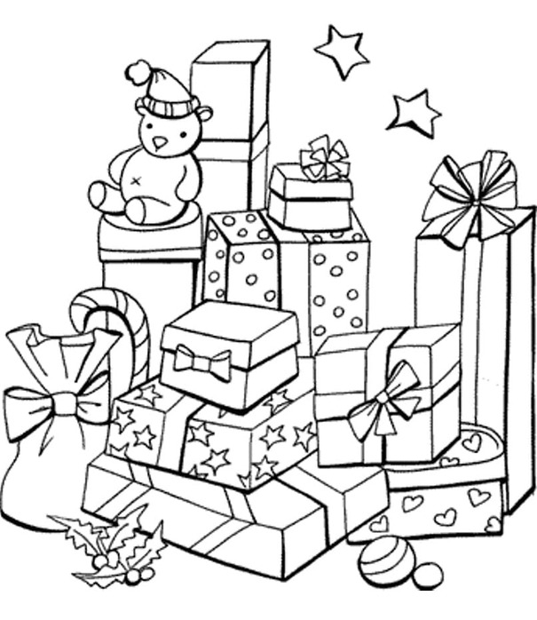 Tekenen Kerstcadeau afdrukbaar voor kinderen