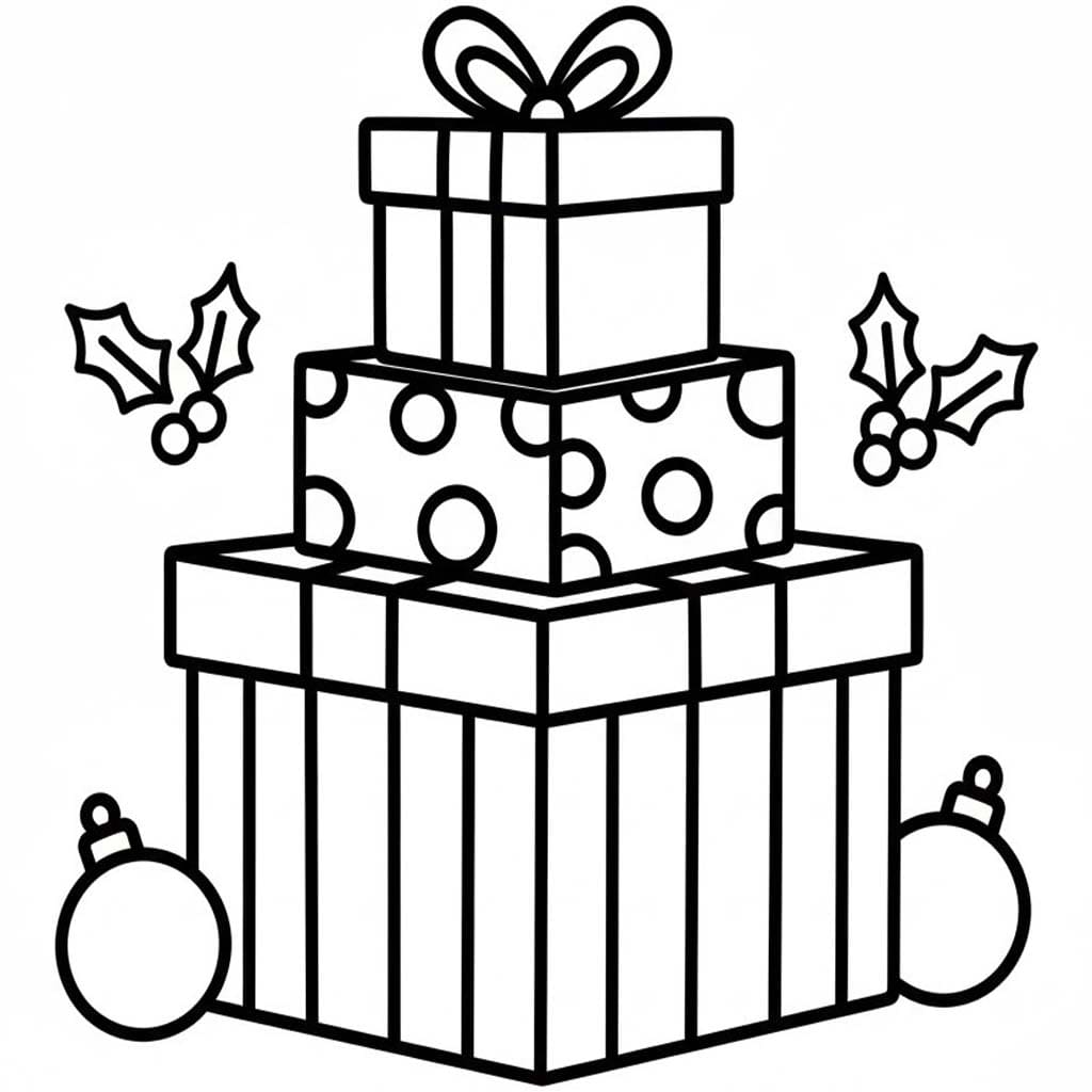 Tekenen Kerstcadeau gratis afdrukbaar eenvoudig