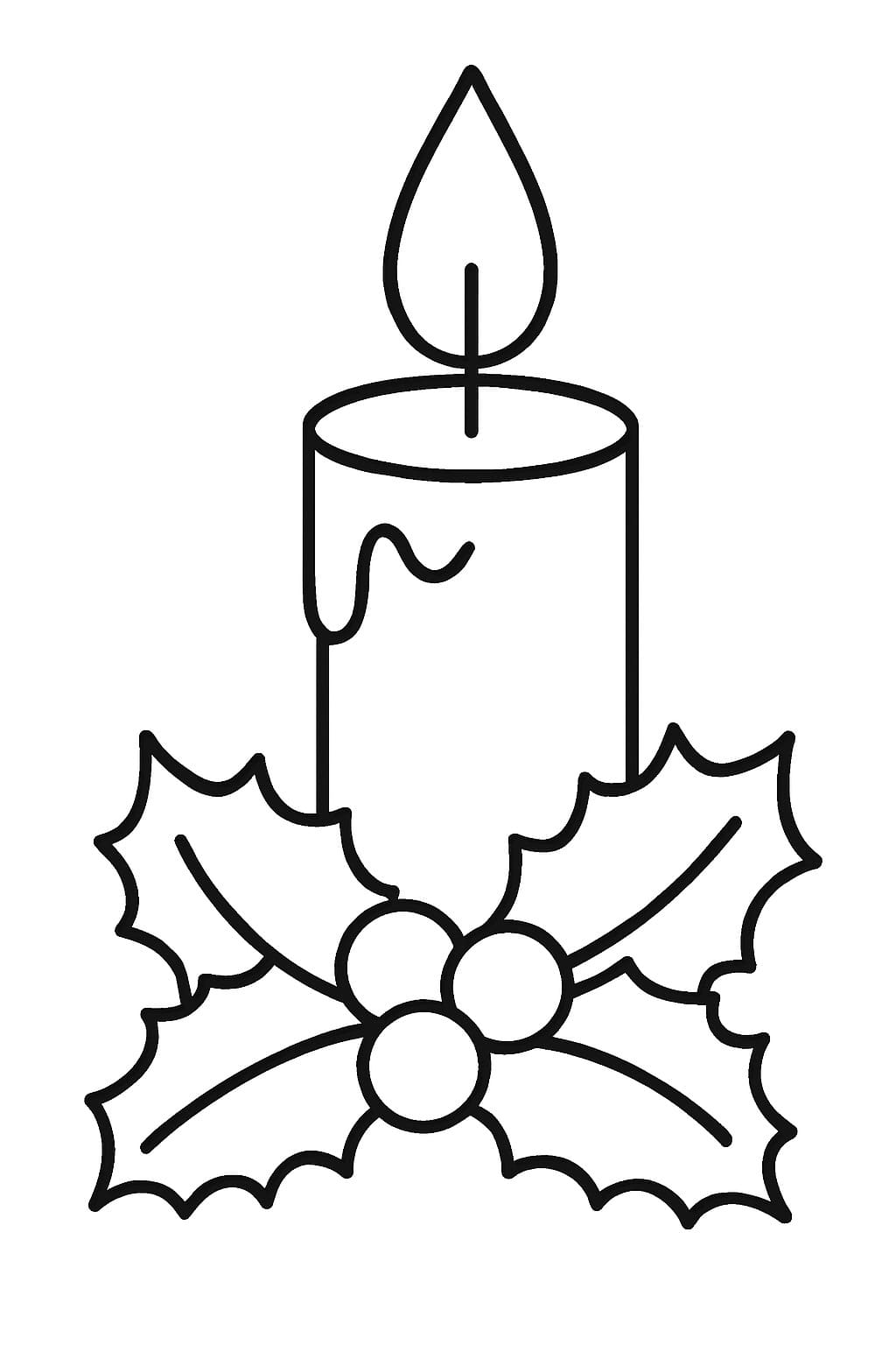 Tekenen Kerstkaarsen gratis afdrukbaar basis