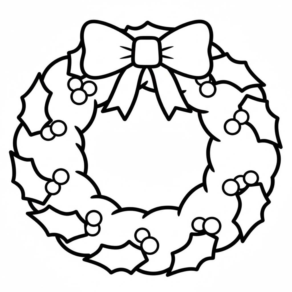 Tekenen Kerstkrans afdrukbaar eenvoudig