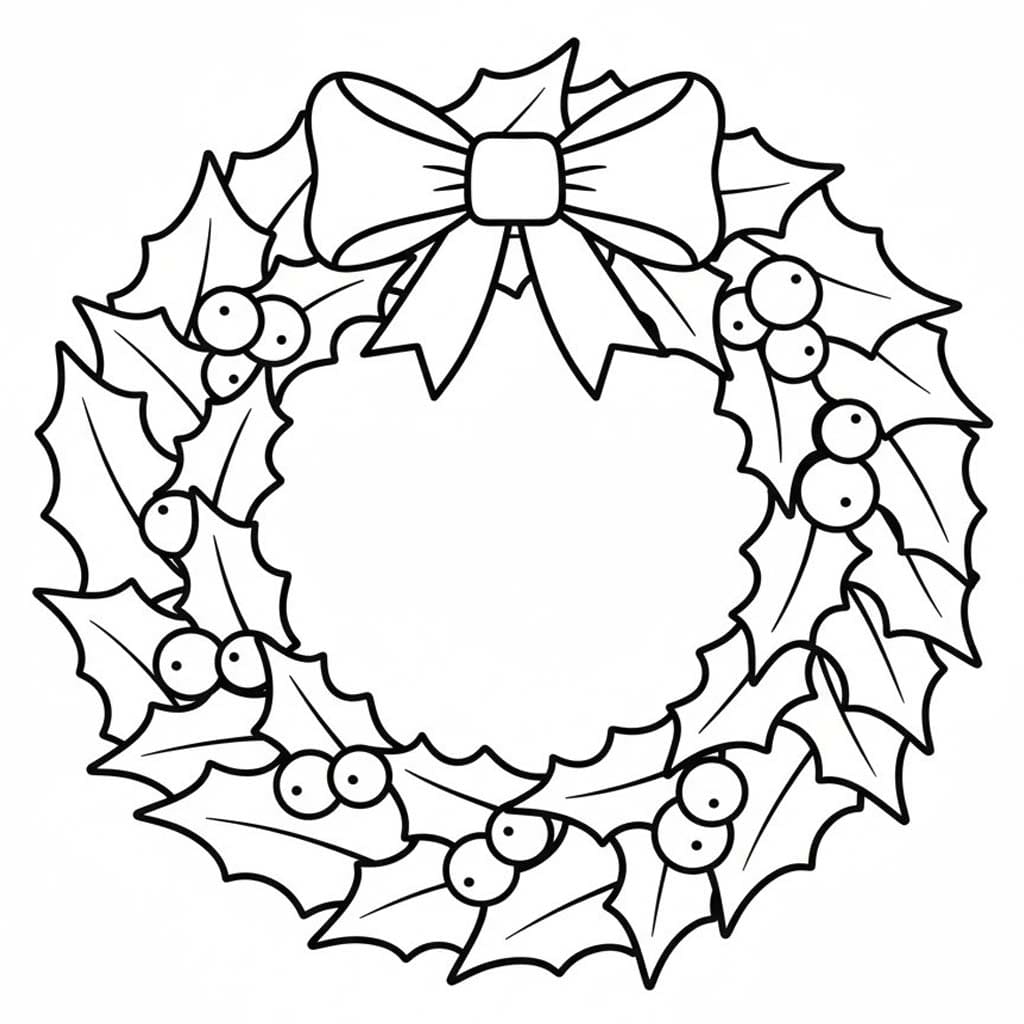 Tekenen Kerstkrans afdrukbaar voor kinderen