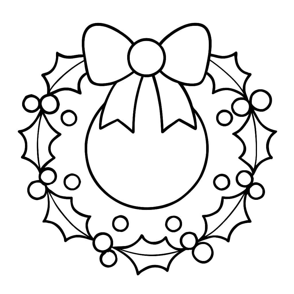 Tekenen Kerstkrans gratis afdrukbaar basis