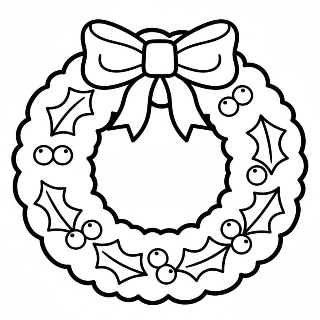 Tekenen Kerstkrans gratis afdrukbaar simpel