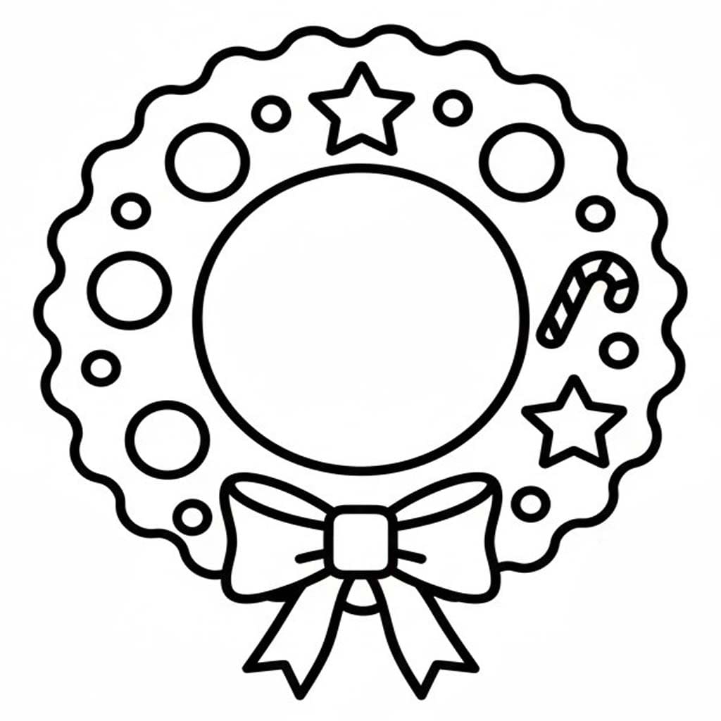 Tekenen Kerstkrans gratis voor kinderen