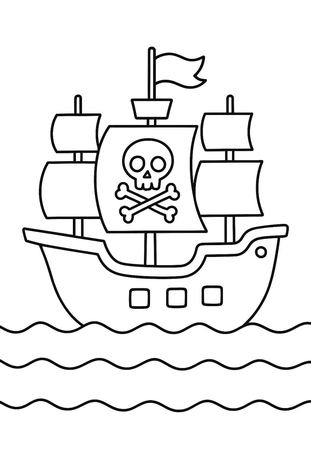 Tekenen Piratenschip afdrukbaar voor kinderen