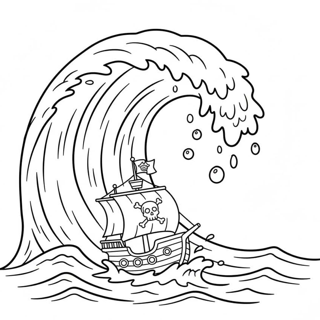 Tekenen Piratenschip gratis afdrukbaar eenvoudig