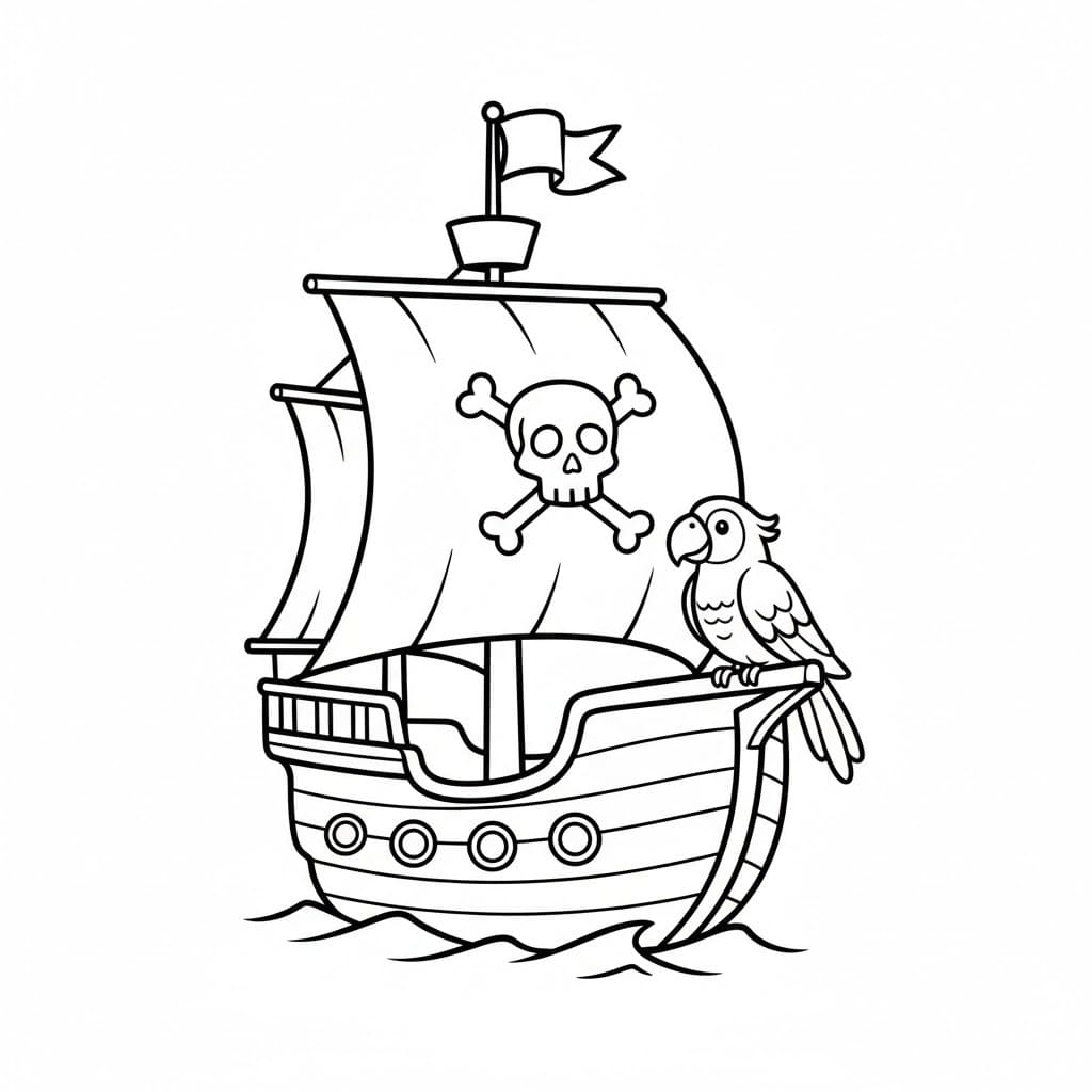 Tekenen Piratenschip gratis afdrukbaar