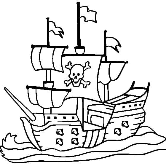 Tekenen Piratenschip gratis voor kinderen