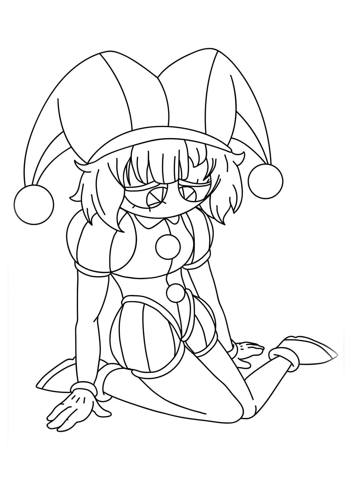 Tekenen Pomni afdrukbaar eenvoudig