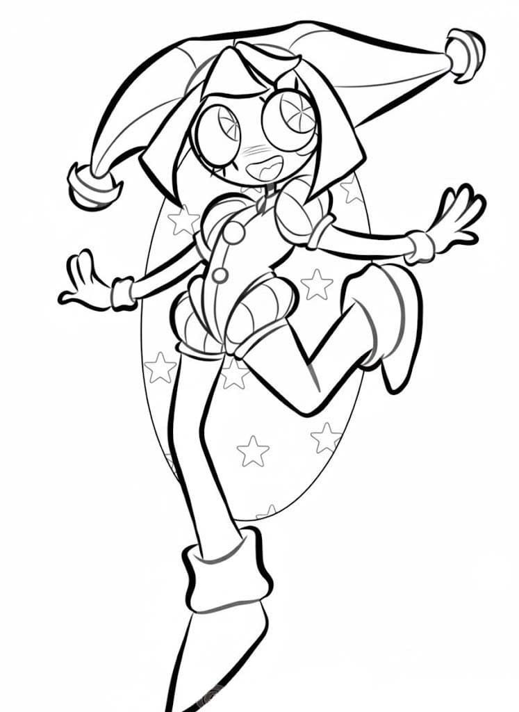 Tekenen Pomni gratis afdrukbaar basis