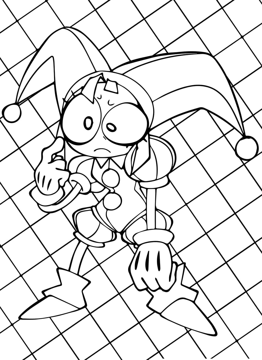 Tekenen Pomni gratis afdrukbaar simpel