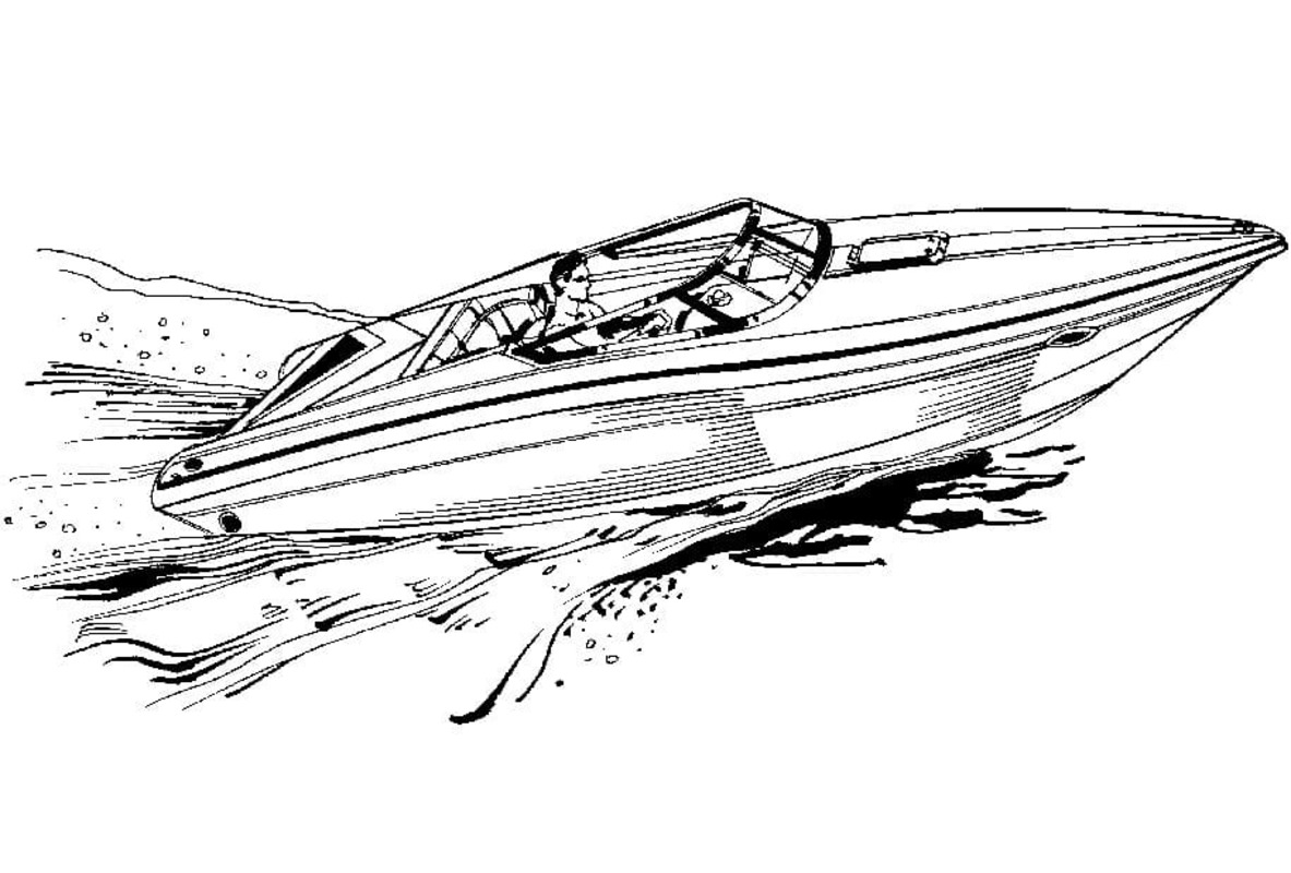 Tekenen Speedboot afdrukbaar basis