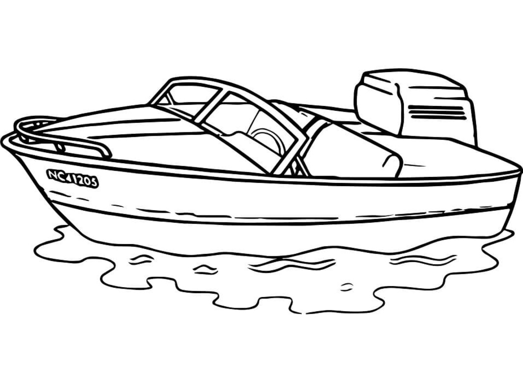 Tekenen Speedboot afdrukbaar voor kinderen