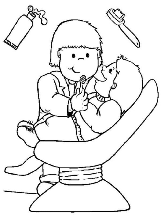 Tekenen Tandarts afdrukbaar