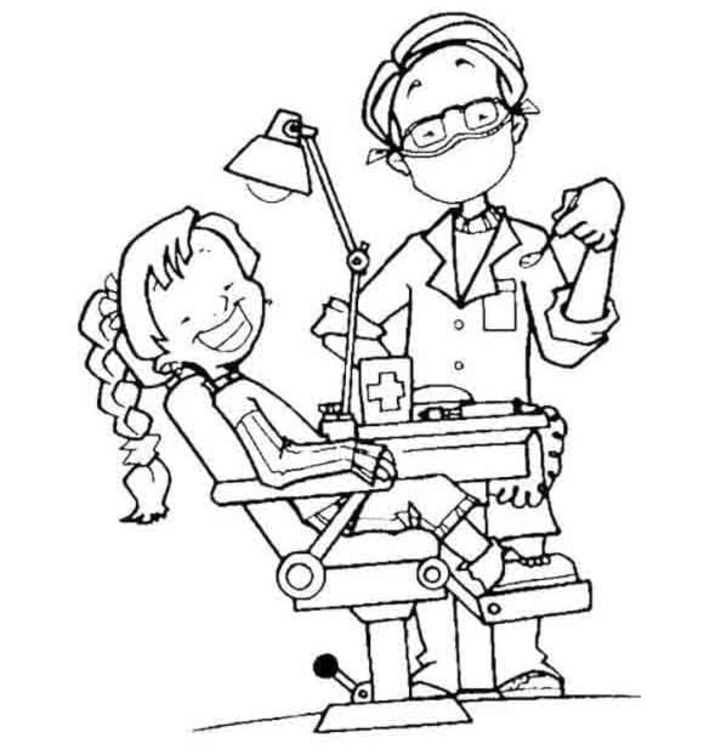 Tekenen Tandarts gratis afdrukbaar simpel