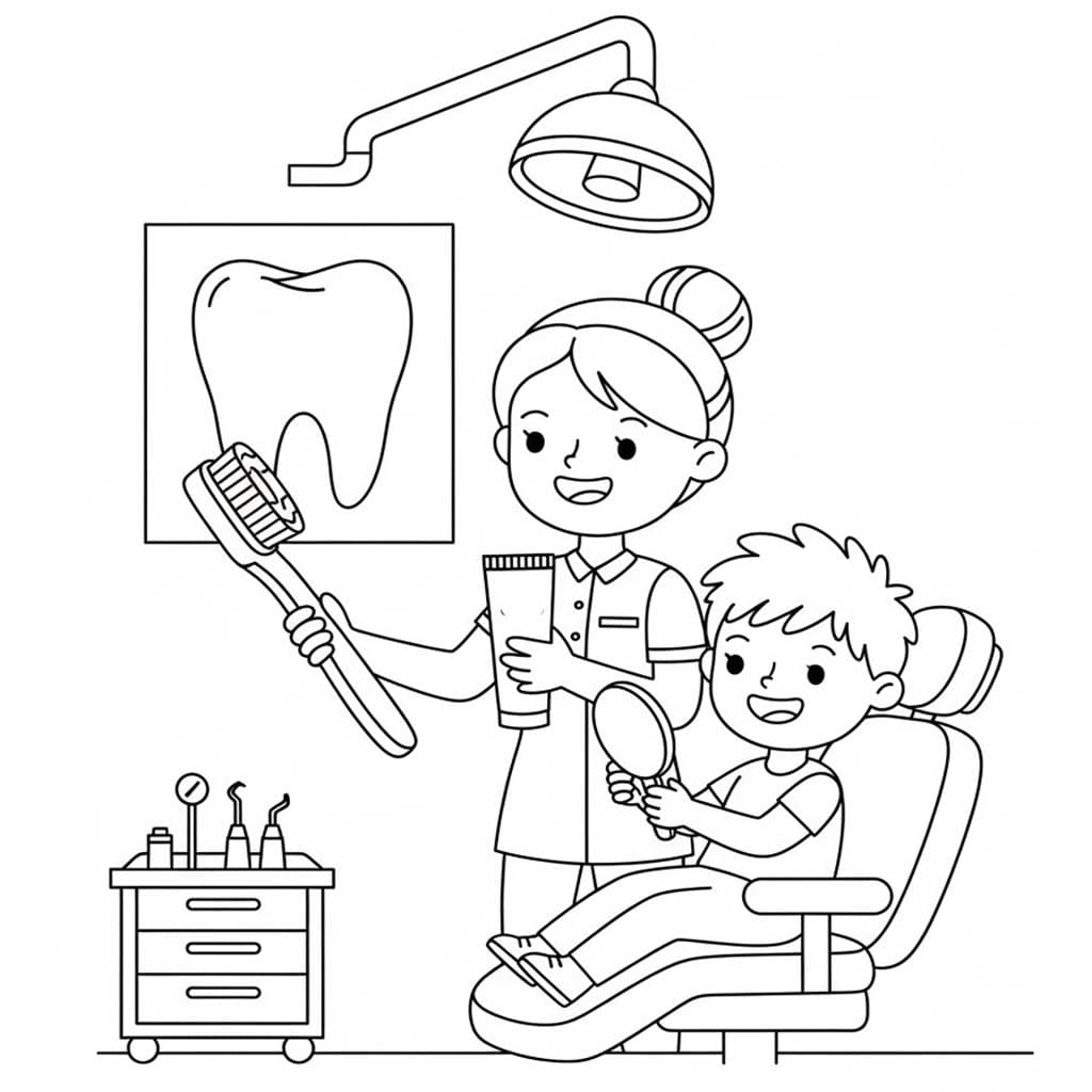 Tekenen Tandarts gratis voor kinderen