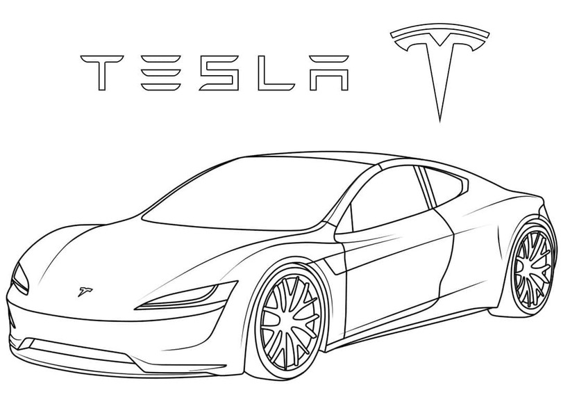 Tekenen Tesla afdrukbaar simpel