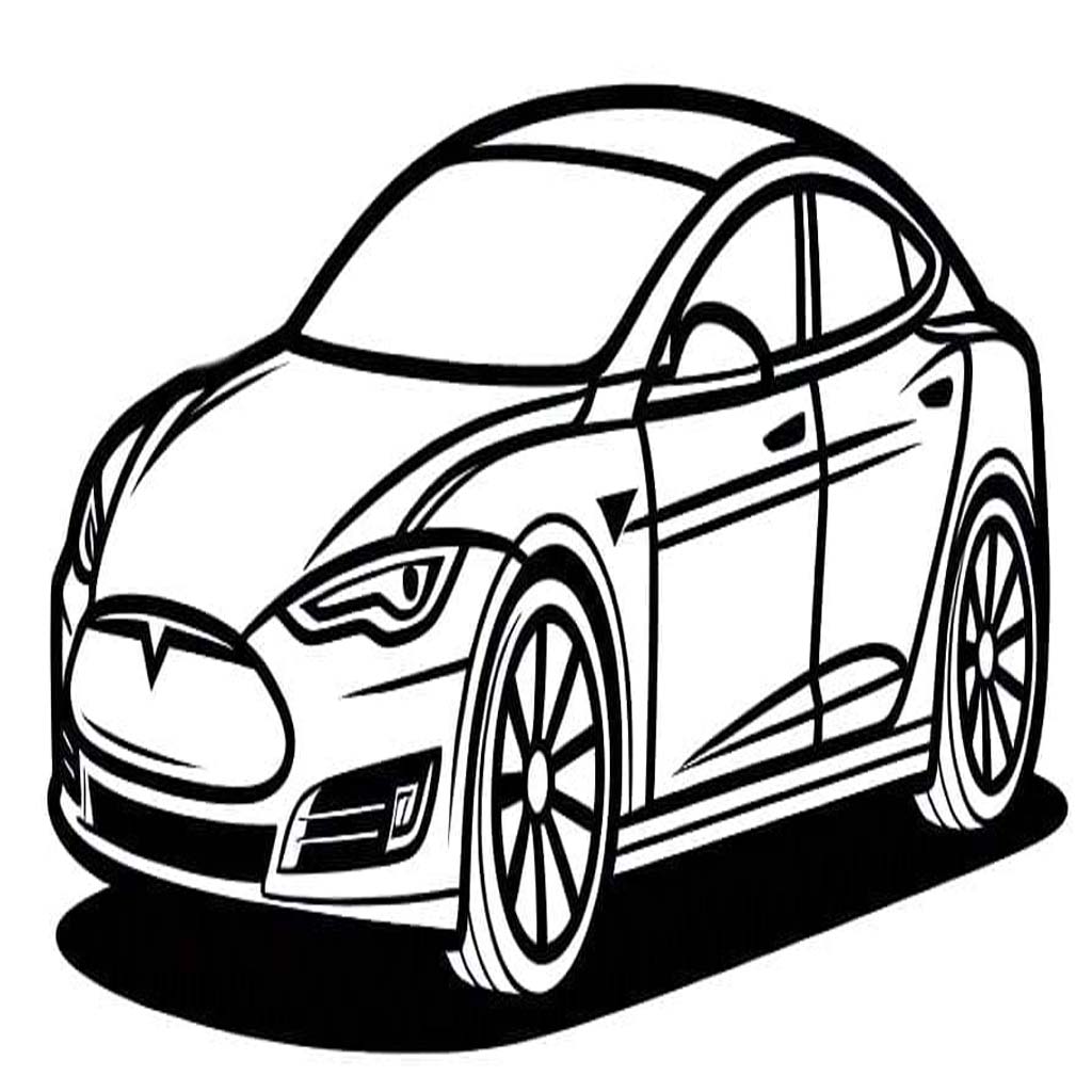 Tekenen Tesla gratis afdrukbaar eenvoudig