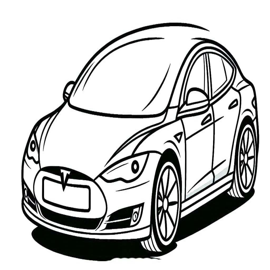 Tekenen Tesla gratis afdrukbaar simpel