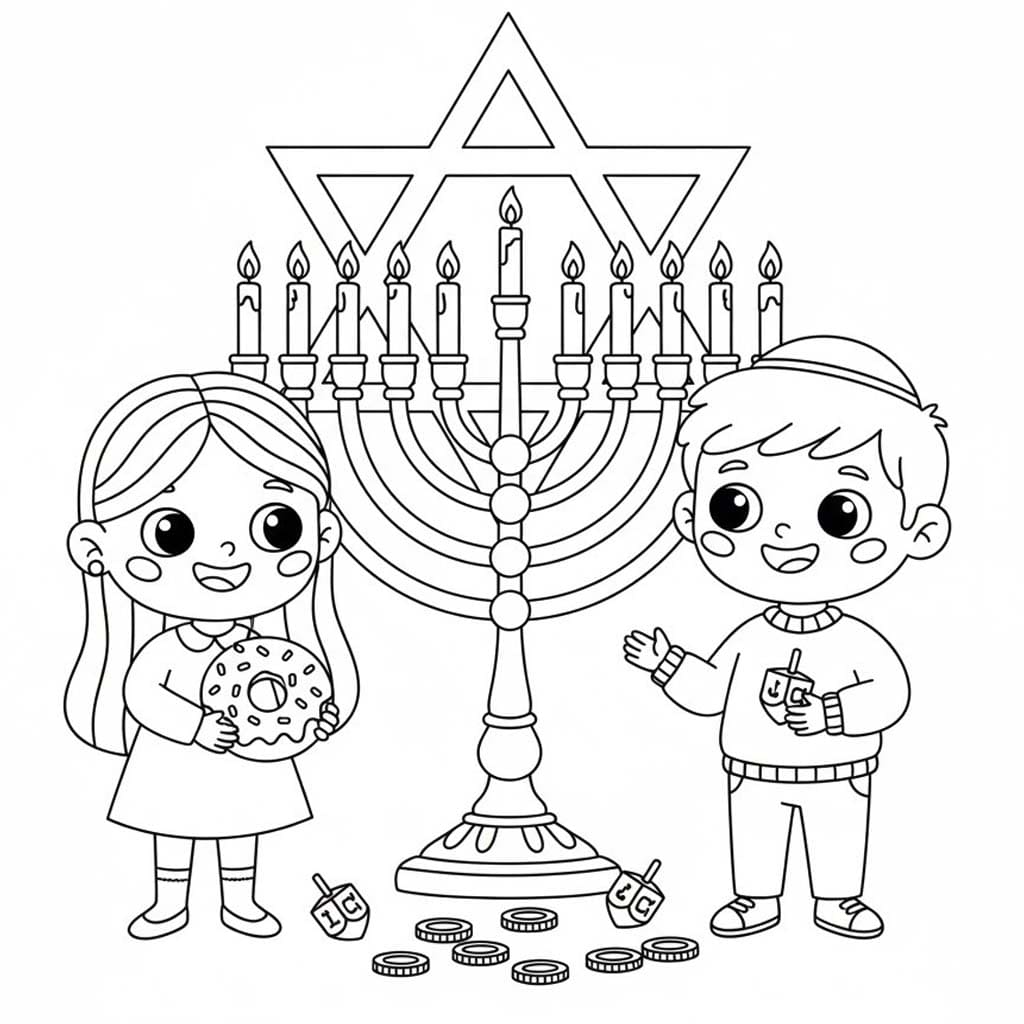 Tekening Chanoeka gratis afdrukbaar