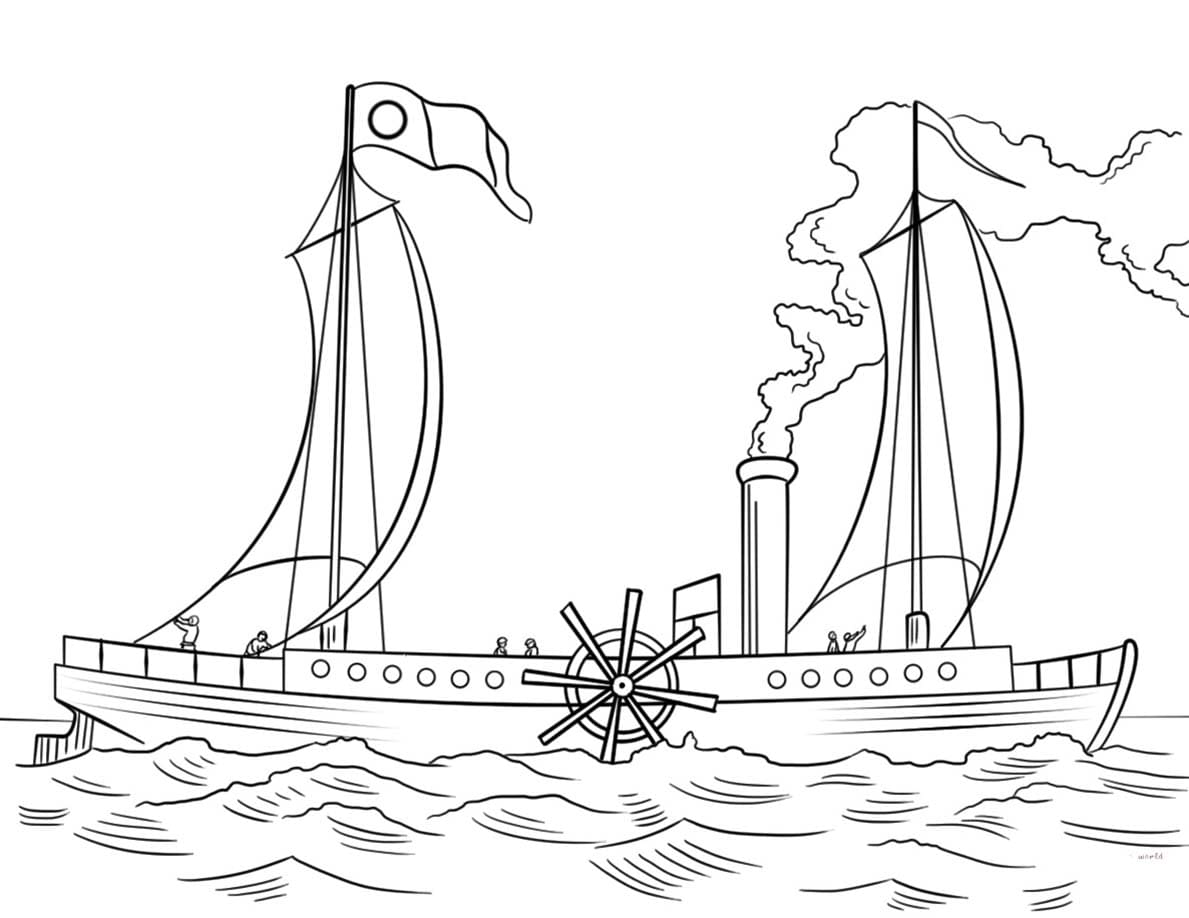 Afbeelding Stoomboot afdrukbaar