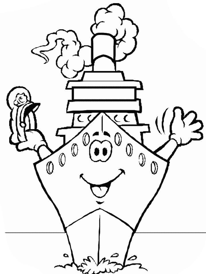 Afbeelding Stoomboot gratis afdrukbaar