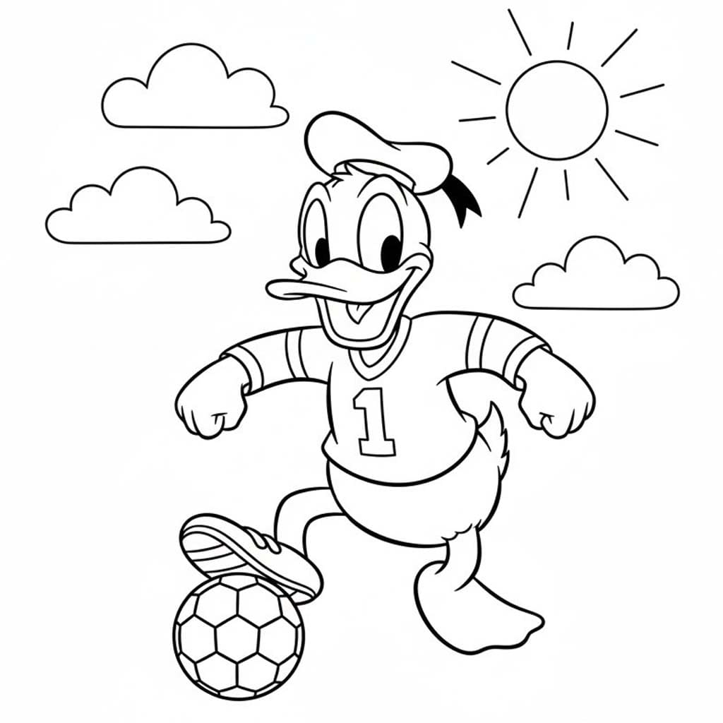 Donald Duck spelen Voetbal