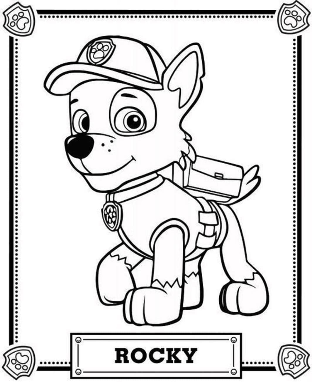 Rocky Paw Patrol gratis afdrukbaar simpel