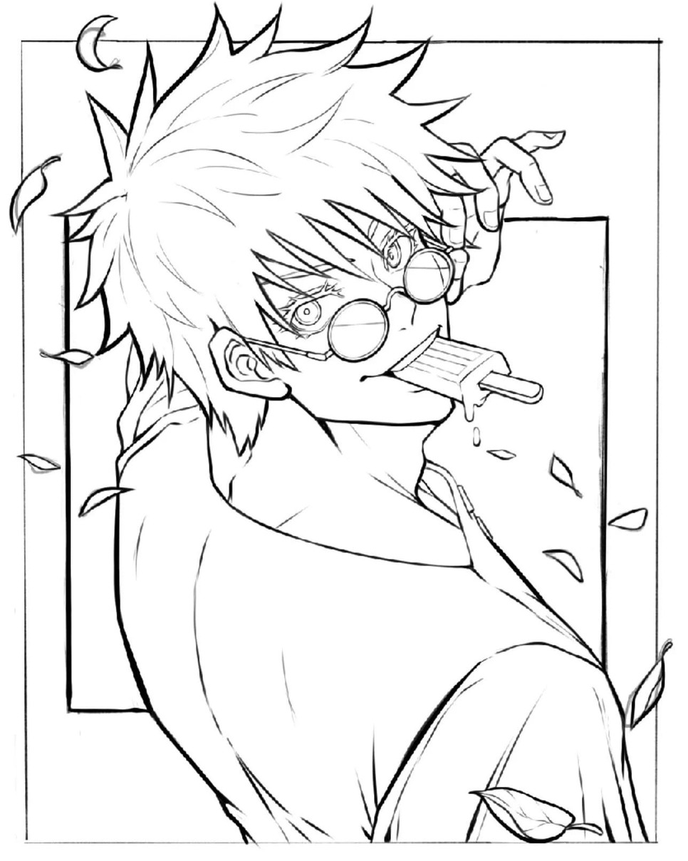 Satoru Gojo afdrukbaar eenvoudig