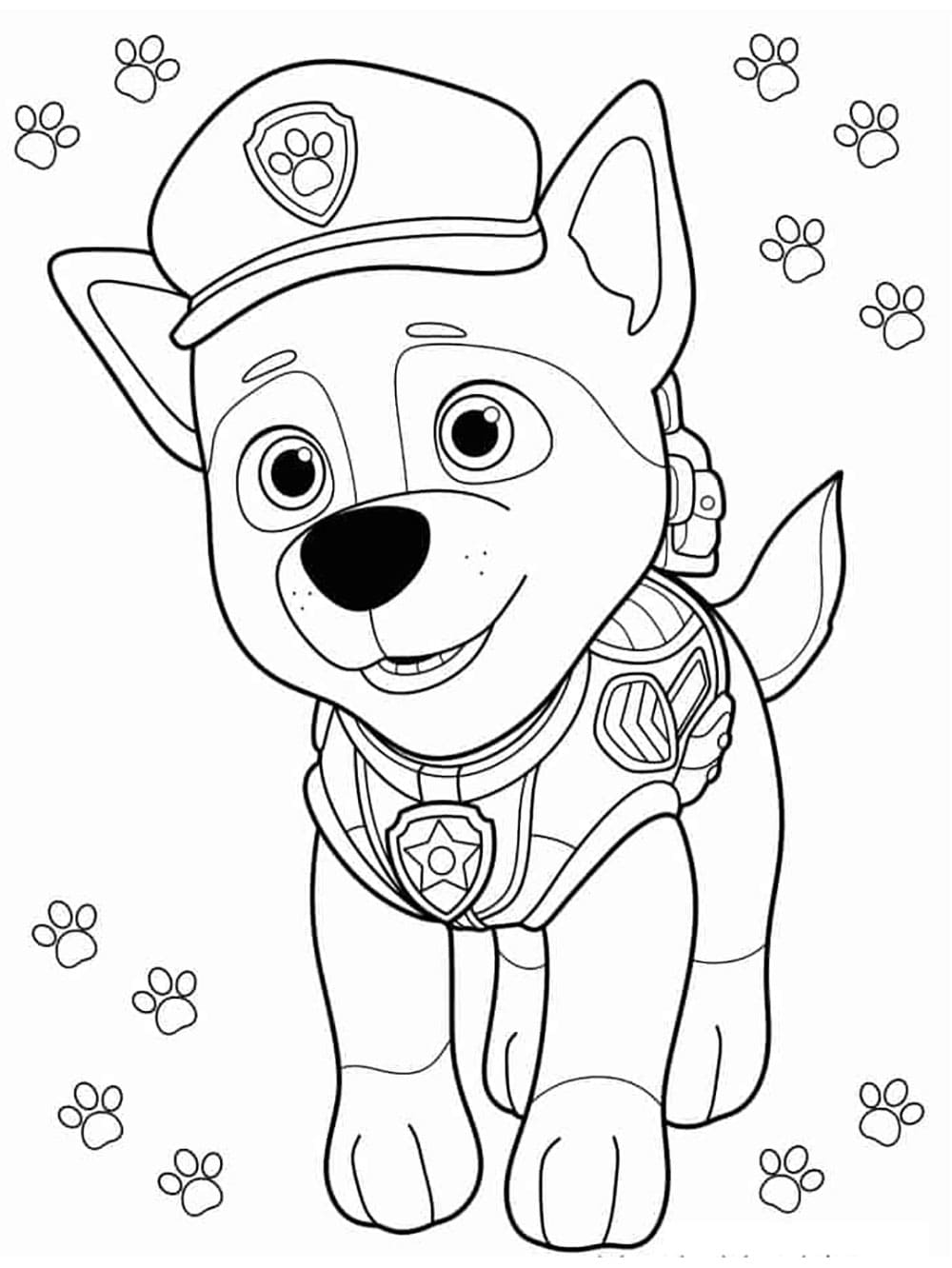 Tekenen Chase Paw Patrol afdrukbaar basis