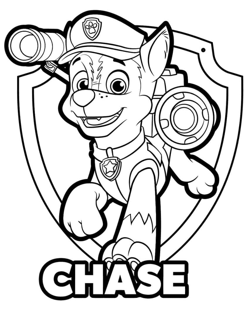 Tekenen Chase Paw Patrol afdrukbaar eenvoudig